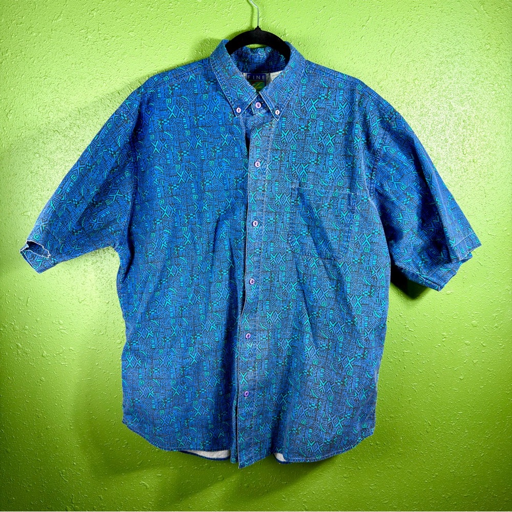 Vintage 90’s Fine Line Button Up Shirt - XL - Saved By The Bell